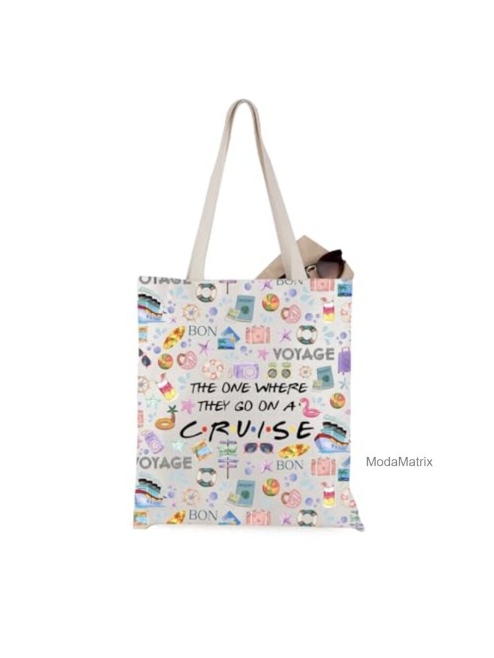 WCGXKO Cruise Trip Canvas Tote Bag Cruising Lover Gift Travel Organizer